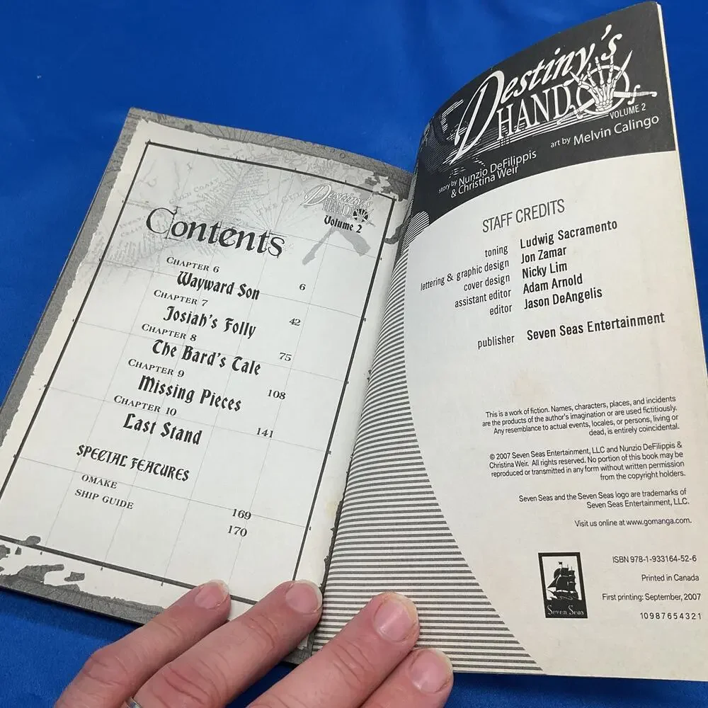 Destiny's Hand Paperback First Print Vol. 1 and 2